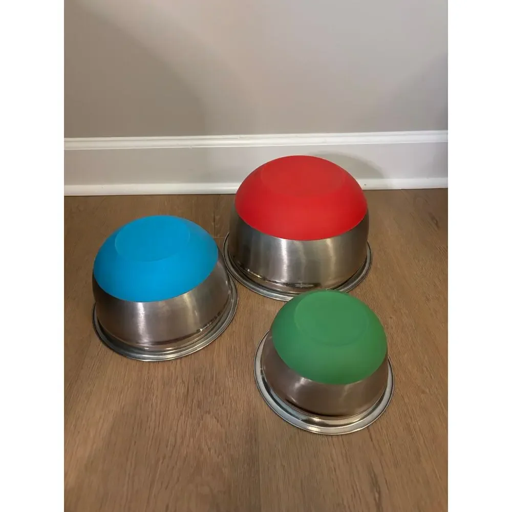 Stainless Steel Baking Mixing Bowls with Non-Skid Base, Set of 3